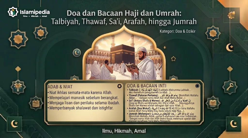 Doa dan Bacaan Haji dan Umrah Talbiyah, Thawaf, Sa'i, Arafah, hingga Jumrah