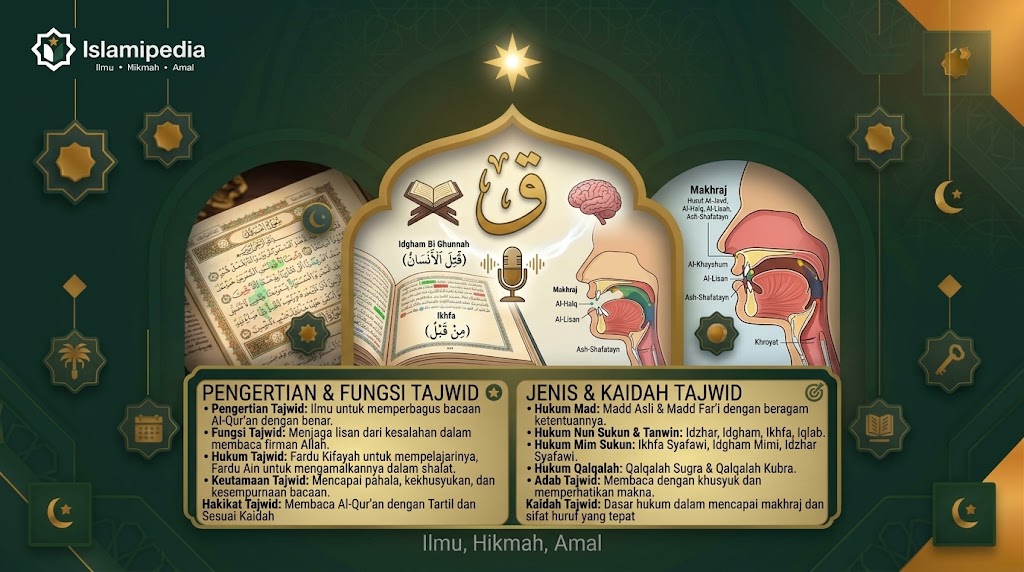 Hukum Bacaan Tajwid Lengkap Pengertian dan Jenisnya