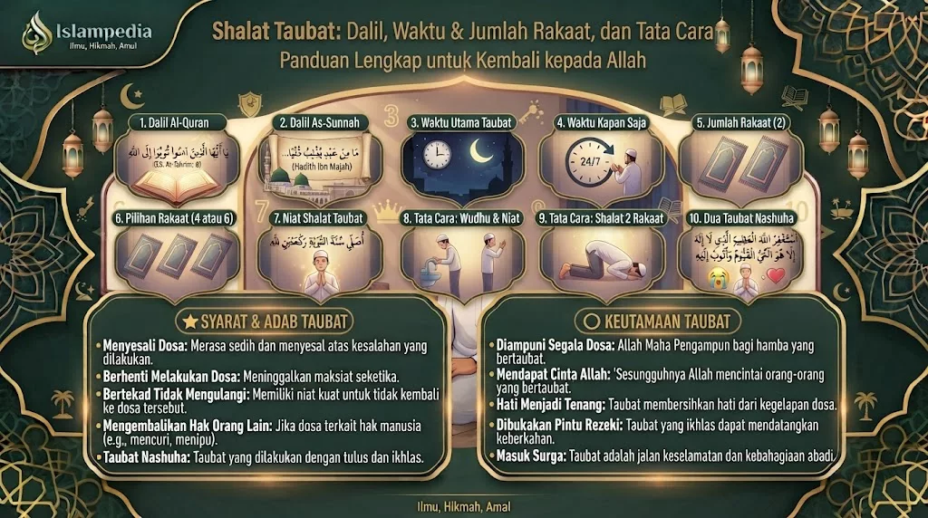 Shalat Taubat Dalil, Waktu dan Jumlah Rakaat dan Tata Caranya